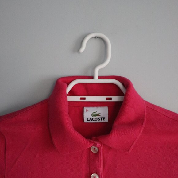 Lacoste Women's Pink Sz 34 Buttoned Polo Collar Short Sleeve Pullover‎ Shirt Top - Picture 4 of 12
